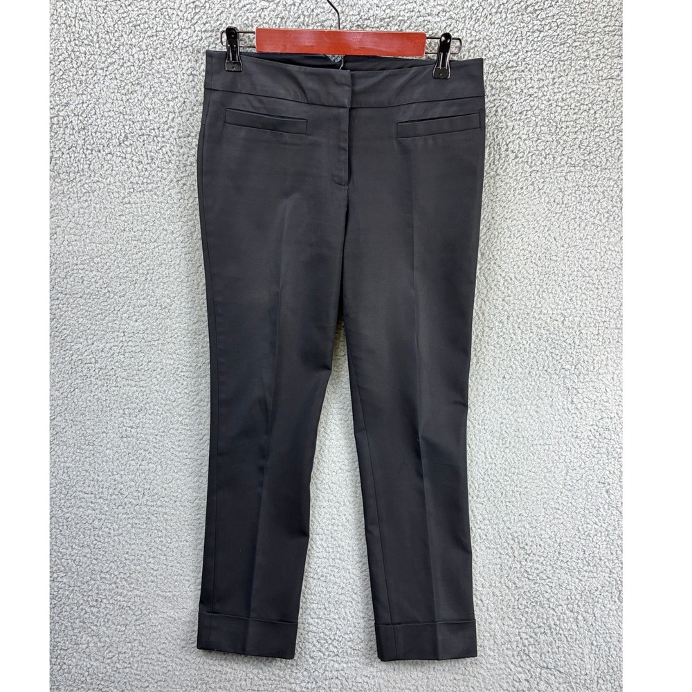 Karen Millen Cuffed Tailored Pants Womens 4 Black Work Office Ankle Trousers